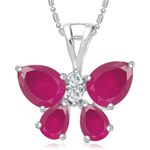 Buy Srikara Alloy Rhodium Plated CZ/AD Red Butterfly Fashion Jewellery Pendant Chain - SKP1552R - Purplle