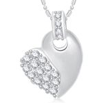 Buy Srikara Alloy Rhodium Plated CZ/AD True Love Heart Valentine Fashion Jewelry Pendant - SKP1646R - Purplle