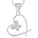 Buy Srikara Alloy Rhodium Plated CZ/AD Butterfly in Heart Valentine Fashion Jewelry Pendant - SKP1660R - Purplle
