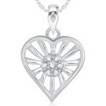 Buy Srikara Alloy Rhodium Plated CZ/AD Excellent Heart Fashion Jewelry Pendant Chain - SKP1833R - Purplle