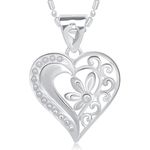 Buy Srikara Alloy Rhodium Plated CZ/AD Design in Heart Valentine Fashion Jewelry Pendant - SKP1644R - Purplle