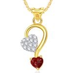Buy Srikara Alloy Gold Plated CZ/AD Double Heart Valentine Fashion Jewelry Pendant - SKP1780G - Purplle