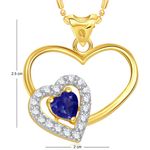 Buy Srikara Alloy Gold Plated AD Blue Stone Double Heart Valentine Fashion Pendant - SKP1678G - Purplle