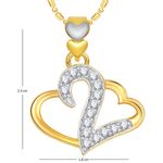 Buy Srikara Alloy Gold Plated CZ/AD Couple Heart Valentine Fashion Jewelry Pendant - SKP1859G - Purplle