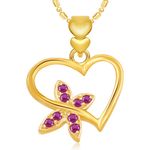 Buy Srikara Alloy Gold Plated CZ Butterfly Heart Valentine Fashion Jewellery Pendant - SKP1901G - Purplle