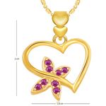 Buy Srikara Alloy Gold Plated CZ Butterfly Heart Valentine Fashion Jewellery Pendant - SKP1901G - Purplle