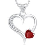 Buy Srikara Alloy Rhodium Plated CZ Decent Heart Valentine Fashion Jewellery Pendant - SKP1728R - Purplle