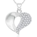 Buy Srikara Alloy Rhodium Plated CZ/AD Sparkling Heart Fashion Jewelry Pendant Chain - SKP2003R - Purplle