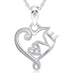Buy Srikara Alloy Rhodium Plated CZ/AD Love Heart Valentine Fashion Jewelry Pendant - SKP1642R - Purplle