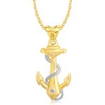 Buy Srikara Alloy Gold Plated CZ / AD Anchor Fashion Jewellery Pendant with Chain - SKP1344G - Purplle