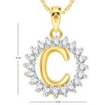 Buy Srikara Alloy Gold Plated CZ/AD Initial Letter C Fashion Jewellery Pendant Chain - SKP1949G - Purplle