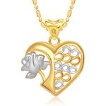 Buy Srikara Alloy Gold Plated CZ/AD Rose in Heart Fashion Jewelry Pendant with Chain - SKP1458G - Purplle