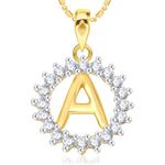 Buy Srikara Alloy Gold Plated CZ/AD Initial Letter A Fashion Jewellery Pendant Chain - SKP1947G - Purplle