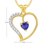 Buy Srikara Alloy Gold Plated CZ/AD Blue Stone in Heart Valentine Fashion Jewelry Pendant - SKP1692G - Purplle