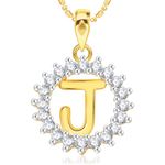 Buy Srikara Alloy Gold Plated CZ/AD Initial Letter J Fashion Jewellery Pendant Chain - SKP1956G - Purplle