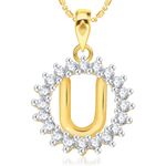 Buy Srikara Alloy Gold Plated CZ/AD Initial Letter U Fashion Jewellery Pendant Chain - SKP1967G - Purplle