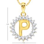 Buy Srikara Alloy Gold Plated CZ/AD Initial Letter P Fashion Jewellery Pendant Chain - SKP1962G - Purplle