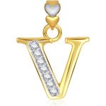 Buy Srikara Alphabet Collection Initial Letter 'V' CZ Fashion Jewelry Pendant Chain - SKP1757G - Purplle