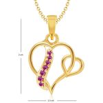 Buy Srikara Alloy Gold Plated CZ / AD Dual Heart Fashion Jewelry Pendant with Chain - SKP1480G - Purplle