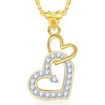 Buy Srikara Alloy Gold Plated CZ/AD Attach Heart Valentine Fashion Jewelry Pendant - SKP1671G - Purplle