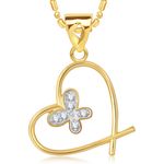 Buy Srikara Alloy Gold Plated CZ/AD Butterfly in Heart Fashion Jewelry Pendant Chain - SKP1617G - Purplle