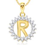 Buy Srikara Alloy Gold Plated CZ/AD Initial Letter R Fashion Jewellery Pendant Chain - SKP1964G - Purplle