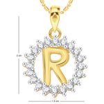 Buy Srikara Alloy Gold Plated CZ/AD Initial Letter R Fashion Jewellery Pendant Chain - SKP1964G - Purplle