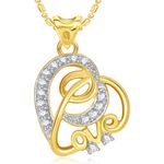 Buy Srikara Alloy Gold Plated CZ / AD Love Heart Valentine Fashion Jewellery Pendant - SKP1675G - Purplle