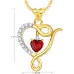 Buy Srikara Alloy Gold Plated CZ / AD Well Crafted Red Stone Heart Valentine Pendant - SKP1685G - Purplle