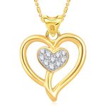 Buy Srikara Alloy Gold Plated CZ/AD Double Heart Fashion Jewelry Pendant with Chain - SKP1618G - Purplle