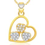 Buy Srikara Alloy Gold Plated CZ / AD Three Heart Fashion Jewelry Pendant with Chain - SKP1985G - Purplle