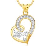 Buy Srikara Alloy Gold Plated CZ / AD Love Heart Valentine Fashion Jewellery Pendant - SKP1769G - Purplle