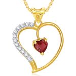 Buy Srikara Alloy Gold Plated CZ/AD Red Stone in Heart Valentine Fashion Jewelry Pendant - SKP1693G - Purplle