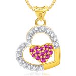 Buy Srikara Alloy Gold Plated CZ / AD Dual Heart Fashion Jewelry Pendant with Chain - SKP1975G - Purplle
