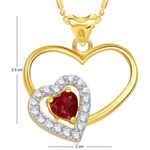 Buy Srikara Alloy Gold Plated CZ/AD Red Stone Double Heart Valentine Fashion Jewelry Pendant - SKP1679G - Purplle