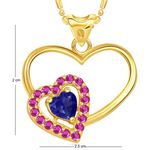 Buy Srikara Gold Plated CZ Blue Stone Double Heart Valentine Fashion Jewelry Pendant - SKP1795G - Purplle