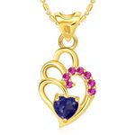 Buy Srikara Alloy Gold Plated AD Blue Curved Heart Valentine Fashion Jewelry Pendant - SKP1803G - Purplle