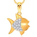 Buy Srikara Alloy Gold Plated CZ / AD Fish Charm Fashion Jewelry Pendant with Chain - SKP1569G - Purplle