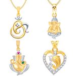 Buy Srikara Brass Alloy Gold Plated CZ / AD Fashion Jewellery Pendant with Chain - SKCOMBO1723G - Purplle