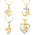 Buy Srikara Brass Alloy Gold Plated CZ / AD Fashion Jewelry Pendant Set with Chain - SKCOMBO1718G - Purplle