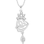 Buy Srikara Alloy Rhodium Plated CZ / AD Bow Pattern Heart Fashion Jewellery Pendant - SKP3074R - Purplle