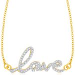 Buy Srikara Brass Alloy Gold Plated CZ Cursive Love Fashion Jewelry Pendant Chain - SKP3232G - Purplle