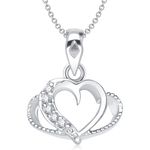 Buy Srikara Alloy Rhodium Plated AD Well-Crafted Heart Shape Fashion Jewelry Pendant - SKP1310R - Purplle