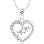 Buy Srikara Alloy Brass Rhodium Plated CZ/AD Love MOM Fashion Jewelry Pendant Chain - SKP3054R - Purplle