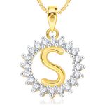 Buy Srikara Alloy Gold Plated CZ/AD Initial Letter S Fashion Jewellery Pendant Chain - SKP1965G - Purplle