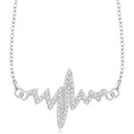 Buy Srikara Brass Alloy Rhodium Plated CZ / AD Heartbeats Fashion Jewellery Pendant - SKP3227R - Purplle