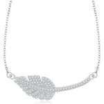 Buy Srikara Alloy Rhodium Plated CZ/AD Beautiful Leaf Pattern Fashion Jewelry Pendant Chain - SKP3248R - Purplle