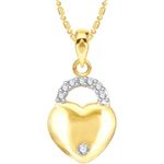 Buy Srikara Alloy Brass Gold Plated CZ/AD Love Lock Fashion Jewellery Pendant Chain - SKP3126G - Purplle