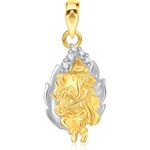 Buy Srikara Alloy Gold Plated CZ / AD Shree Ganesh in Leaf Fashion Jewellery Pendant - SKP1895G - Purplle