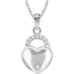 Buy Srikara Alloy Brass Rhodium Plated CZ Love Lock Fashion Jewelry Pendant Chain - SKP3126R - Purplle